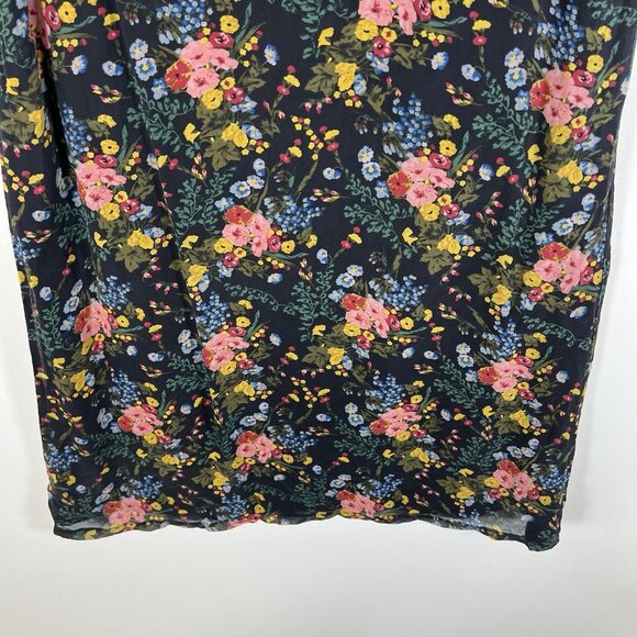 Madewell x Mix No 6 Size 8 Black Silk Beacon Dress in Garden Bouquet Floral - Picture 3 of 9
